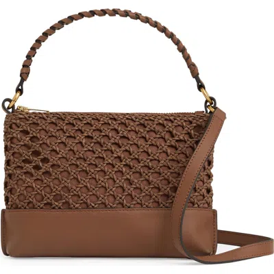 Reiss Blakely Woven Leather Crossbody Bag In Brown