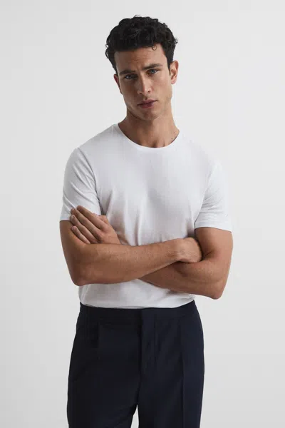 REISS WHITE BLESS MARL CREW NECK T-SHIRT