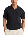 Reiss Mens Blinker Patch-pocket Short-sleeve Stretch-knit Polo Navy Xl In Blue