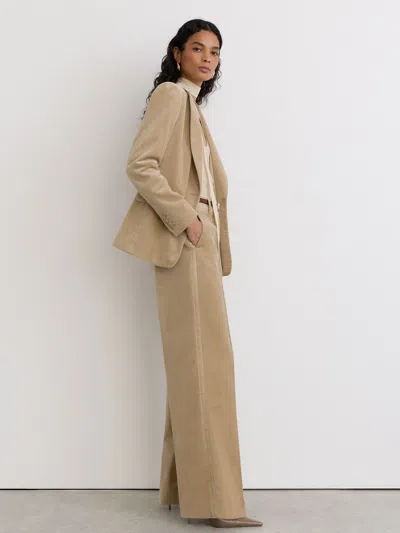 Reiss Blonde Neutral Nessa Velvet Flared Pintuck Suit Trousers
