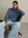 Reiss Blue 100% Cashmere Roll Neck Jumper