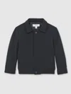 Reiss Blue 13-14 Yrs Zip Through Harrington Jacket In Black