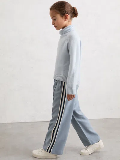 Reiss Kids' Blue 3-9 Yrs Cotton-blend Side-stripe Trousers In Gray