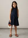 Reiss Blue 9-13 Yrs Tie-waist Collared Dress In Blue