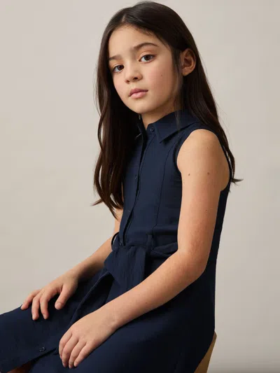 Reiss Blue 13-14 Yrs Tie-waist Collared Dress