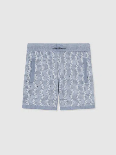 Reiss Blue Bodhi 3-9 Yrs Wave-knit Drawstring Shorts In Multi