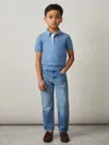 Reiss Blue 3-9 Yrs Contrast Placket Polo Shirt With Cotton