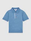 Reiss Blue Contrast Placket Polo Shirt With Cotton
