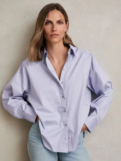Reiss Blue Cotton Button Through Oxford Shirt