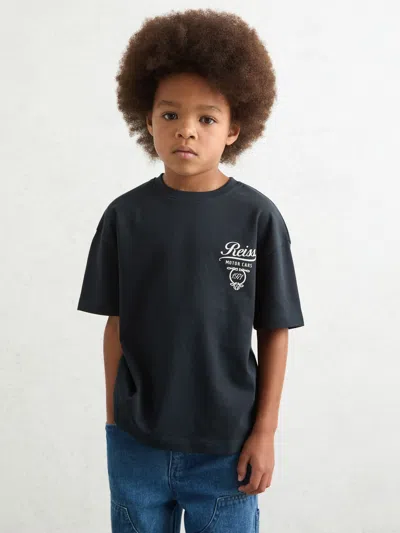 Reiss Blue Cotton Motor Cars-print T-shirt