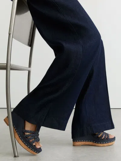 Reiss Blue Denim Plaited-strap Wedge Sandals