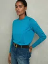 Reiss Blue Fine-knit Crew-neck Jumper With Cashmere In Blue