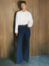 Reiss Blue Flared Seam-detail Jeans