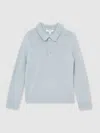 Reiss Blue Fog Wool And Cashmere Polo Jumper In Blue