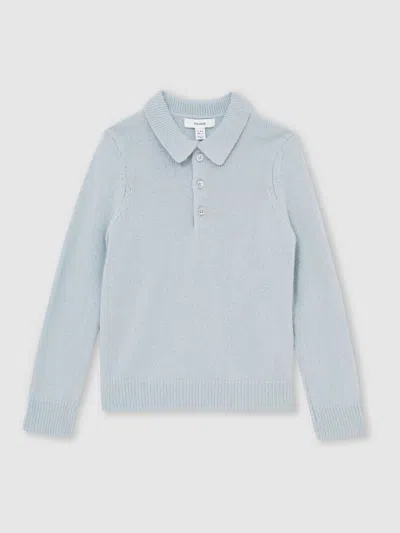 Reiss Blue Fog Wool And Cashmere Polo Jumper