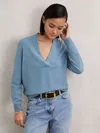 Reiss Womens Blue Mia V-neck Long-sleeve Cashmere Jumper In Blue