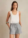 Reiss Willow Linen Blend Drawstring Shorts In Gray