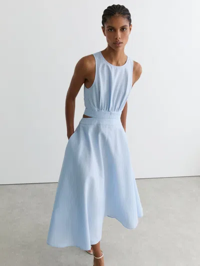 Reiss Hazel Linen And Cotton Sleeveless Dress In Multi