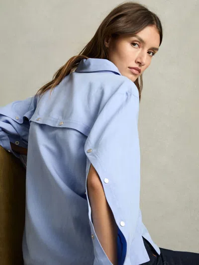 Reiss Blue Lyocell-blend Press-stud Back Shirt