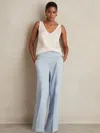 Reiss Blue Lyocell-linen Wide-leg Trousers In Multi