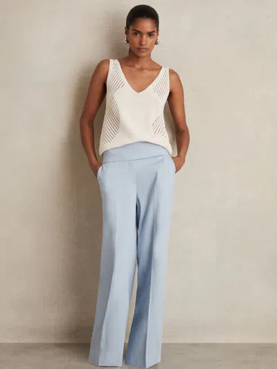 Reiss Blue Lyocell-linen Wide-leg Trousers In Multi