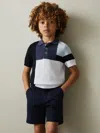 Reiss Blue Multi 9-13 Yrs Colourblock Polo Shirt In Multi