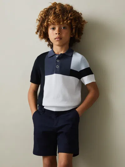 Reiss Blue Multi 9-13 Yrs Colourblock Polo Shirt