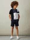 Reiss Blue Multi 9-13 Yrs Colourblock Polo Shirt In Black