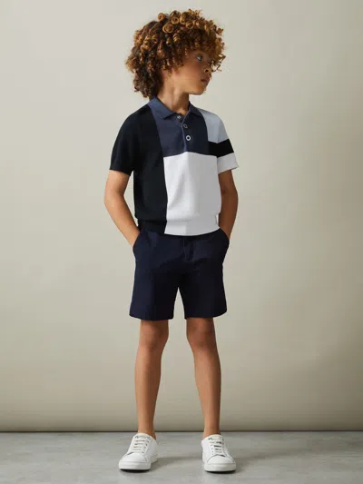REISS BLUE MULTI CHARGE 3-9 YRS COLOURBLOCK POLO SHIRT