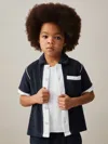 Reiss Blue Multi 9-13 Yrs Velour Colour-block Shirt
