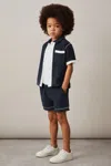 Reiss Blue Multi Velour Colour-block Shorts