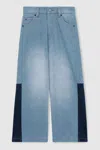 Reiss Blue Patchwork Two Tone Denim Jeans