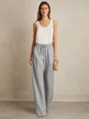 Reiss Blue Petite Linen-blend Wide-leg Trousers