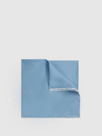 Reiss Blue Polka Dot Silk Pocket Square