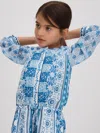 Reiss Blue Print Izzy Senior Tile Print Playsuit
