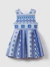 Reiss Blue Print Lena 9-13 Yrs Tile Print Scuba Fit-and-flare Dress