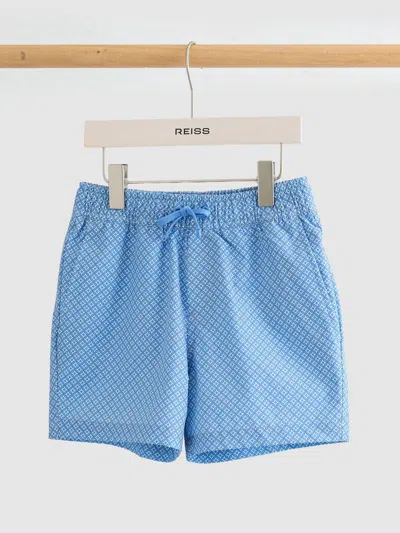 Reiss Kids' Blue Printed Drawstring Swim Shorts