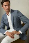 Shop Reiss Blue Regular-fit Single-breasted Check Blazer