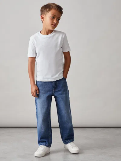 Reiss Kids' Blue Relaxed-fit Jeans In White