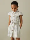 Reiss Blue Selena 9-13 Yrs Cotton-silk Striped Dress In Blue