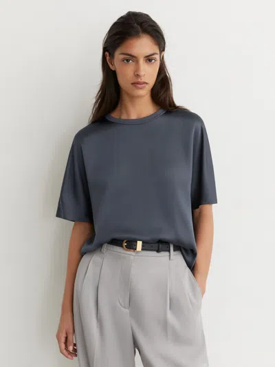 Reiss Blue Silk Short-sleeve Top