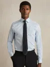 Reiss Blue Stripe Remote Reg Regular Fit Cotton-satin Cutaway-collar Shirt In Blue