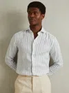 Reiss Blue Stripe Ruban Linen Button-through Shirt