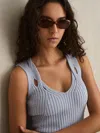 Reiss Womens Blue Alethia Twist-strap Knitted Vest Xs In Blue