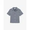 Reiss Blue Vallatta Abstract-print Stretch-woven Shirt 9-13 In Gray