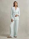 Reiss Blue Viscose-linen Double Breasted Suit Blazer