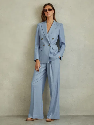 Reiss Blue Wide Leg Suit Trousers With Tencel™ Fibers