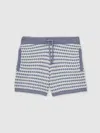 Reiss Blue/white 9-13 Yrs Cotton-blend Knitted Stripe Shorts In Blue