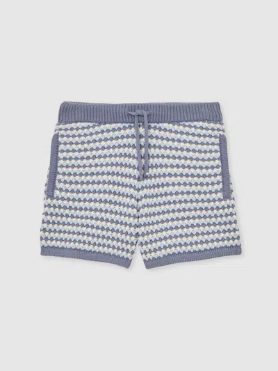 Reiss Kids' Blue/white 13-14 Yrs Cotton-blend Knitted Stripe Shorts