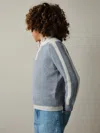 Reiss Blue/white Carnellis 9-13 Yrs Zipped Funnel-neck Jumper With Wool And Cotton